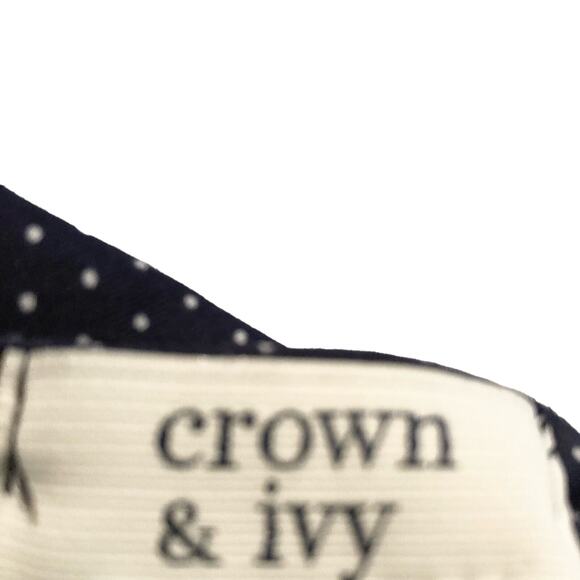 Crown & Ivy Navy Blue Polka Dot Bralette Bikini Top Medium Halter & Back Tie - Picture 5 of 11